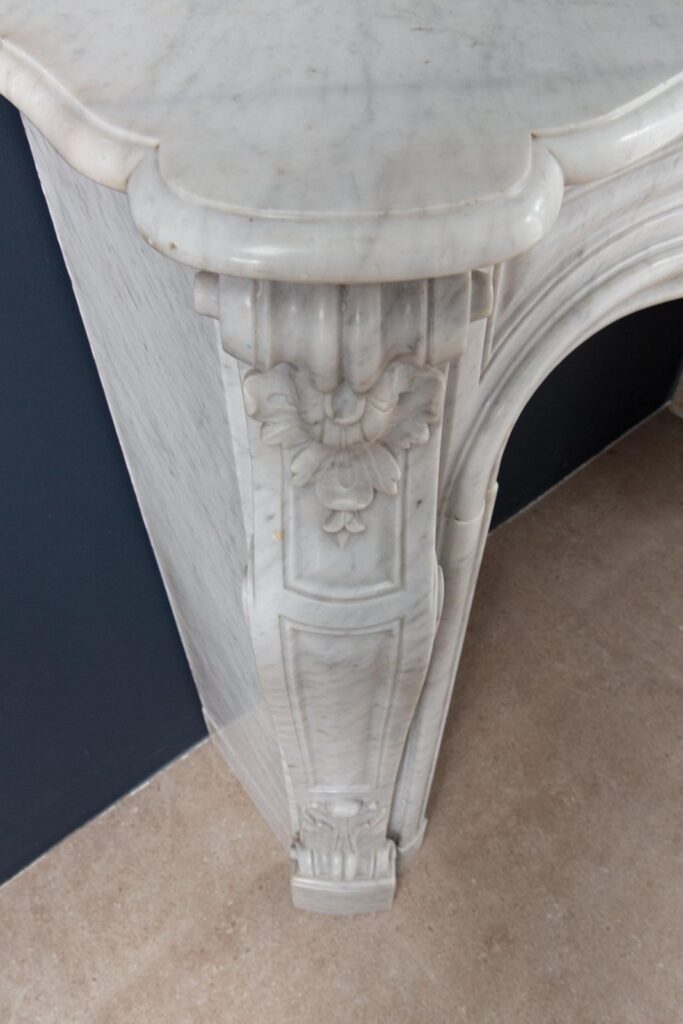 Louis XV Carrara Marble Antique Fireplace Surround