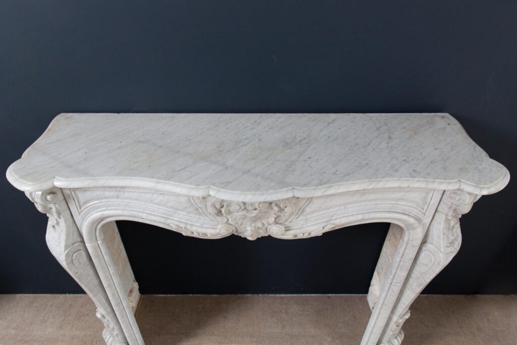 Louis XV Carrara Marble Antique Fireplace Surround