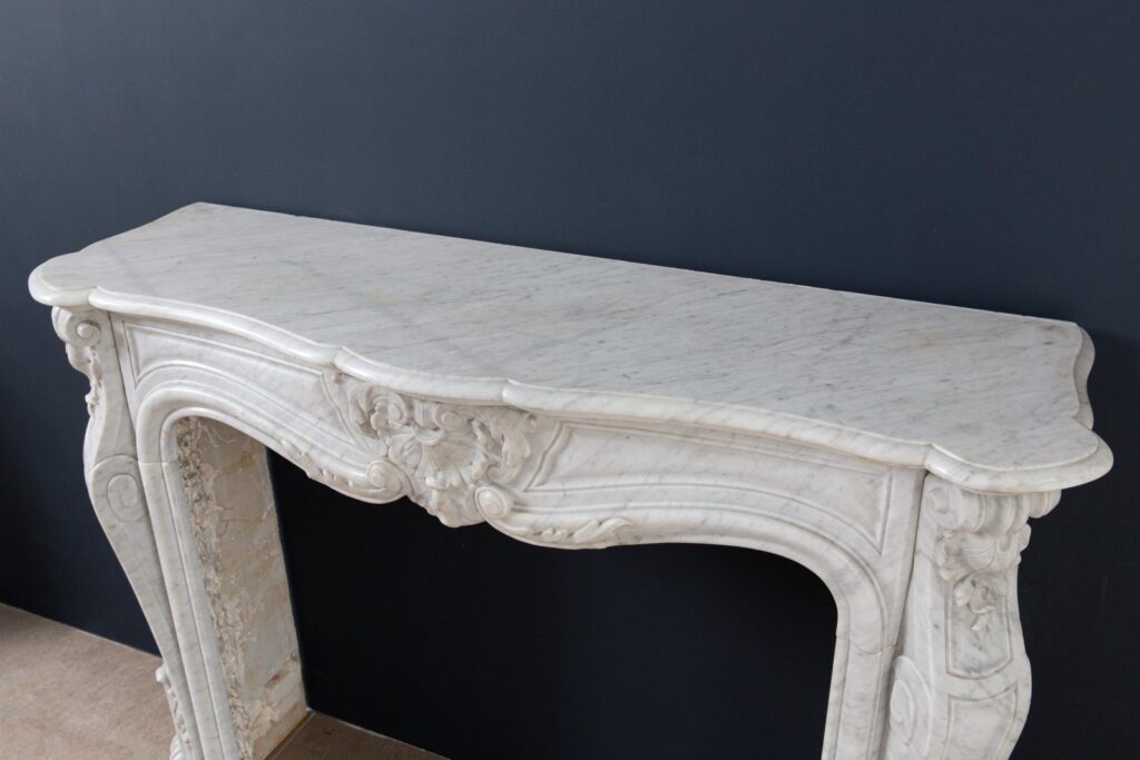 Louis XV Carrara Marble Antique Fireplace Surround