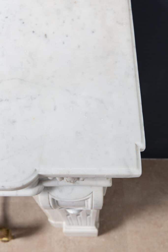 Luxury French  Louis XVI Carrara Marble Antique Fireplace Surround