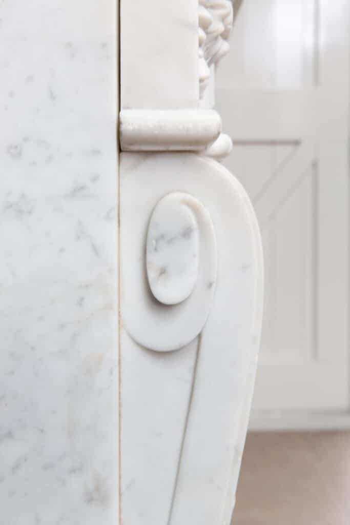 Luxury French  Louis XVI Carrara Marble Antique Fireplace Surround