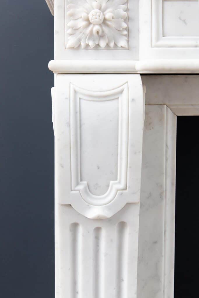 Luxury French  Louis XVI Carrara Marble Antique Fireplace Surround