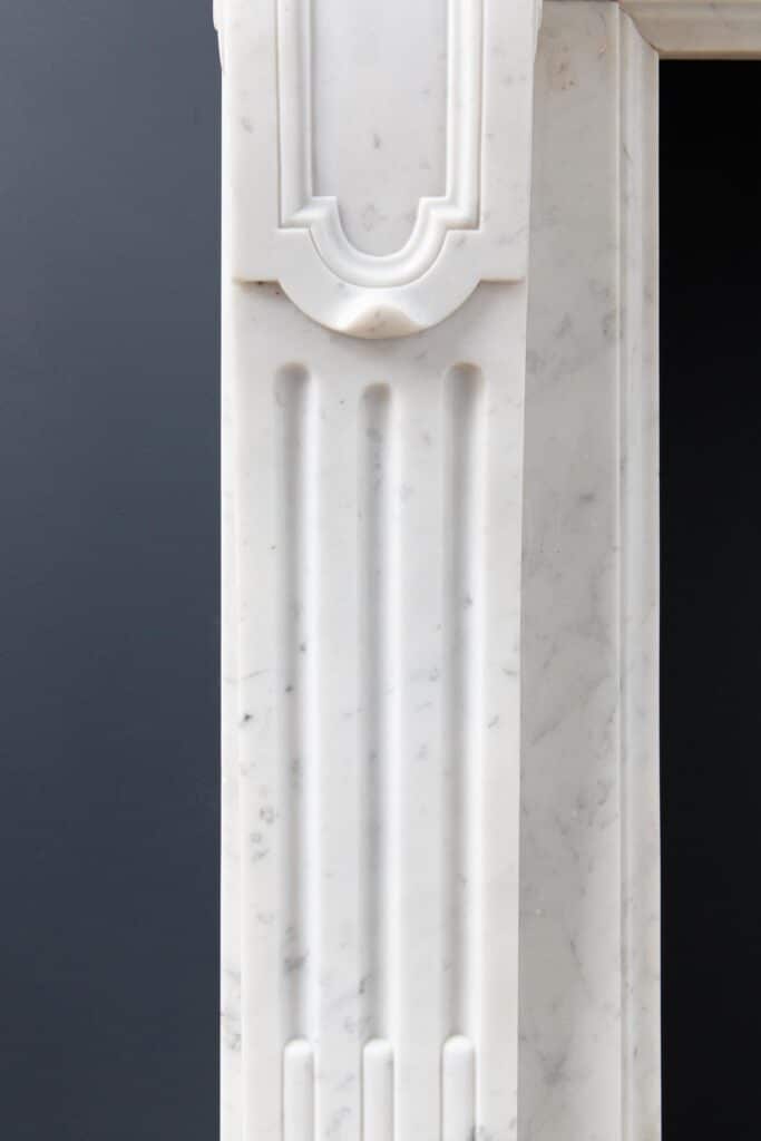 Luxury French  Louis XVI Carrara Marble Antique Fireplace Surround