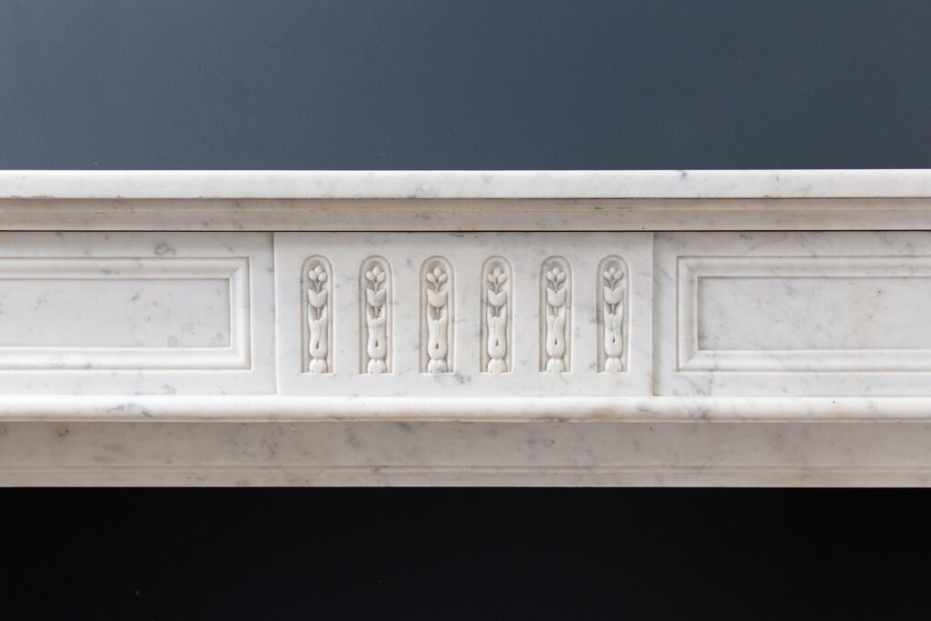 Luxury French  Louis XVI Carrara Marble Antique Fireplace Surround