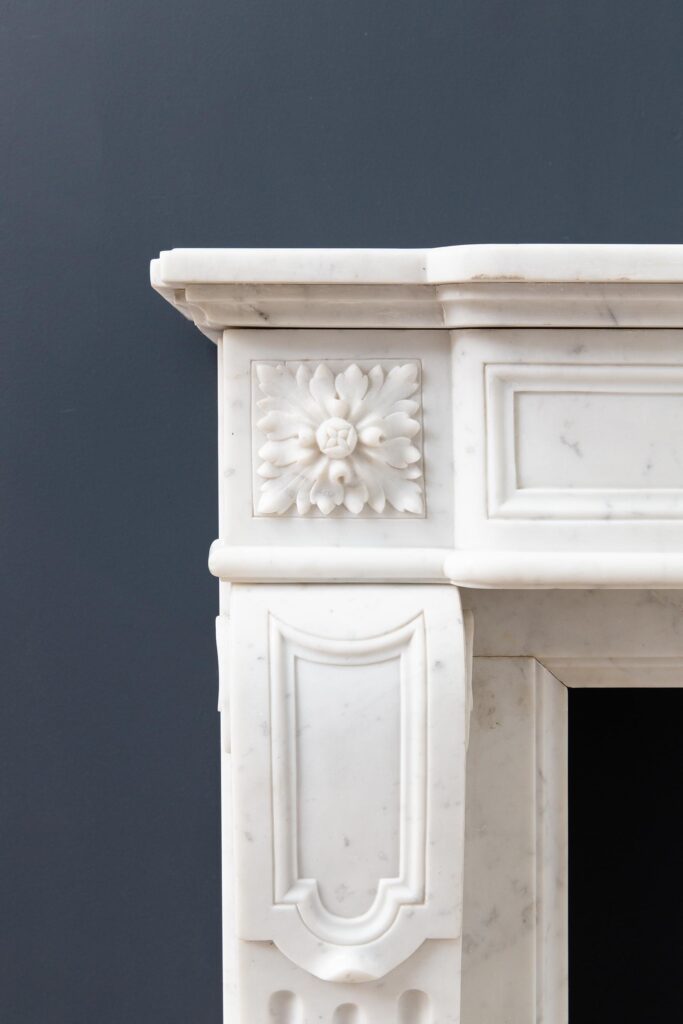 Luxury French  Louis XVI Carrara Marble Antique Fireplace Surround