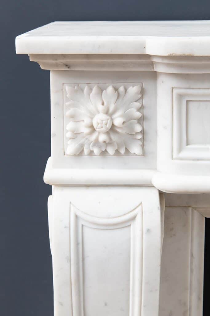 Luxury French  Louis XVI Carrara Marble Antique Fireplace Surround