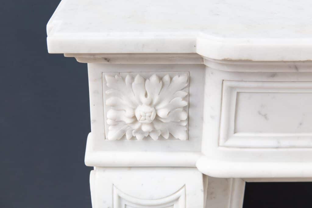 Luxury French  Louis XVI Carrara Marble Antique Fireplace Surround