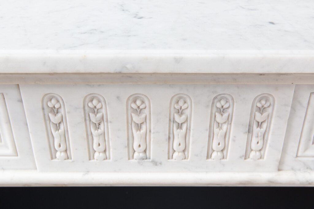 Luxury French  Louis XVI Carrara Marble Antique Fireplace Surround