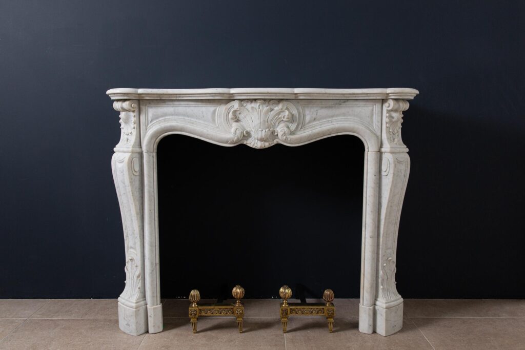 Luxury French Antique Marble Carrara Front Fireplace