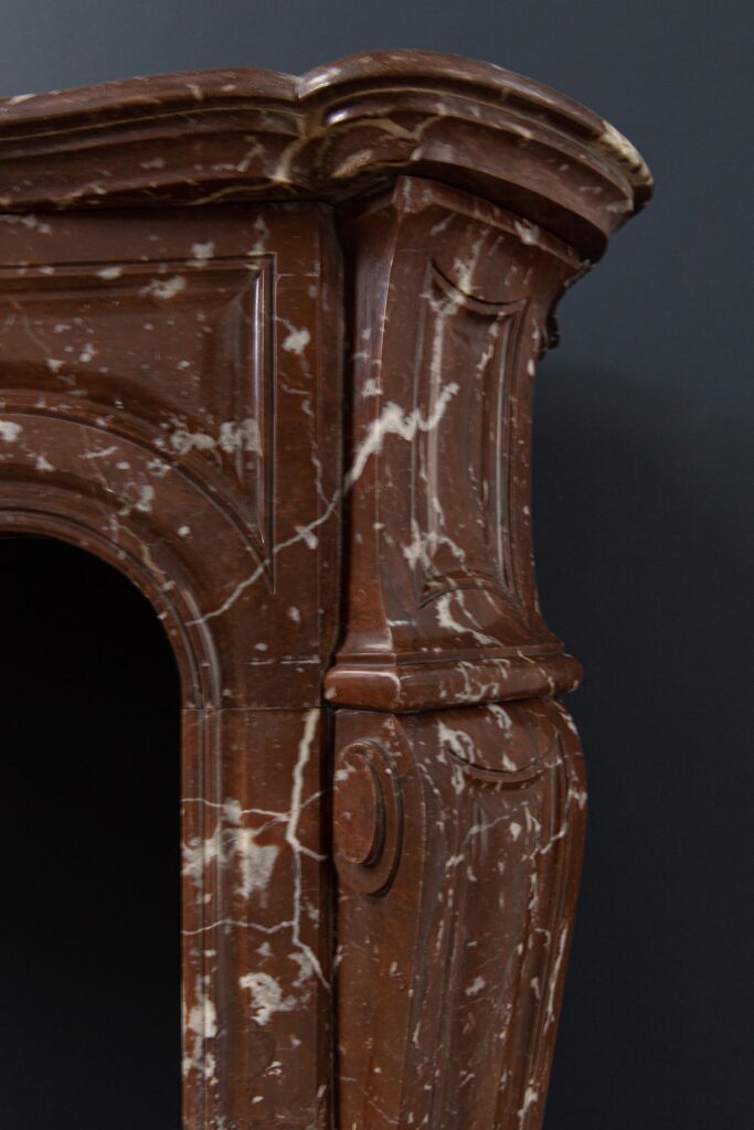 Red Marble Antique Pompadour Front Fireplace