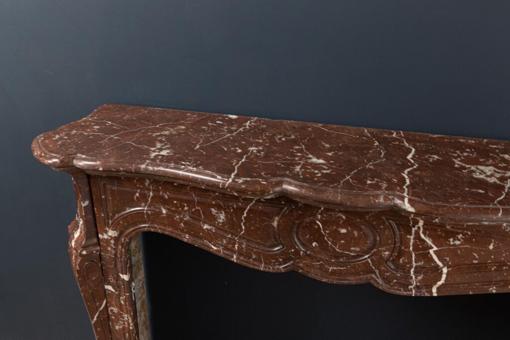 Red Marble Antique Pompadour Front Fireplace
