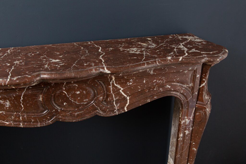 Red Marble Antique Pompadour Front Fireplace