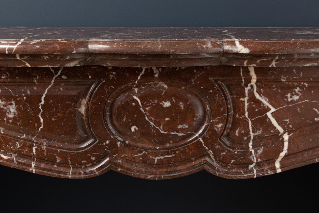 Red Marble Antique Pompadour Front Fireplace