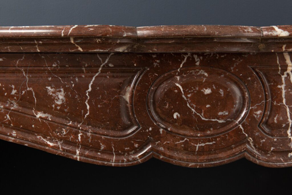 Red Marble Antique Pompadour Front Fireplace