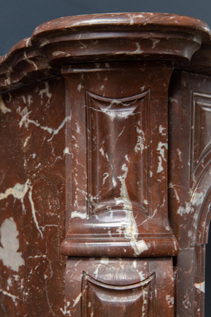 Red Marble Antique Pompadour Front Fireplace