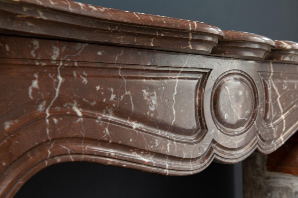 Red Marble Antique Pompadour Front Fireplace