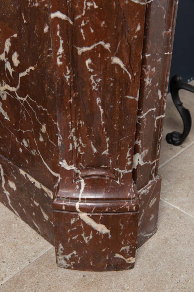 Red Marble Antique Pompadour Front Fireplace