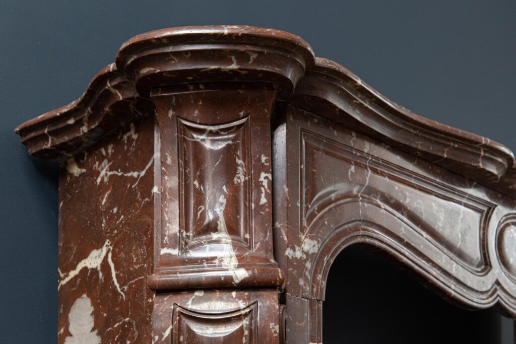 Red Marble Antique Pompadour Front Fireplace