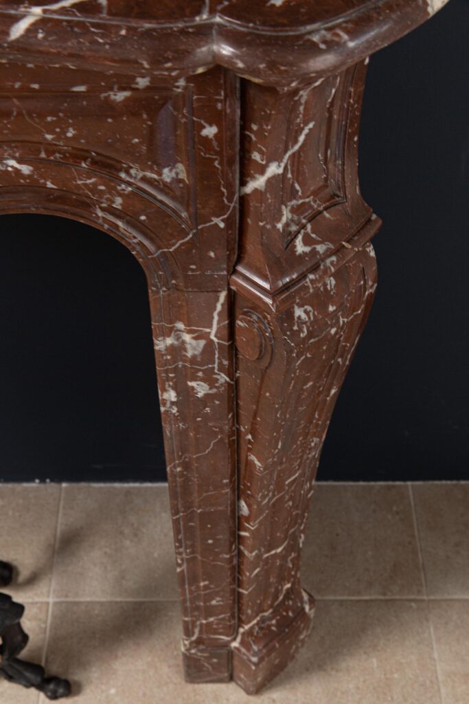 Red Marble Antique Pompadour Front Fireplace