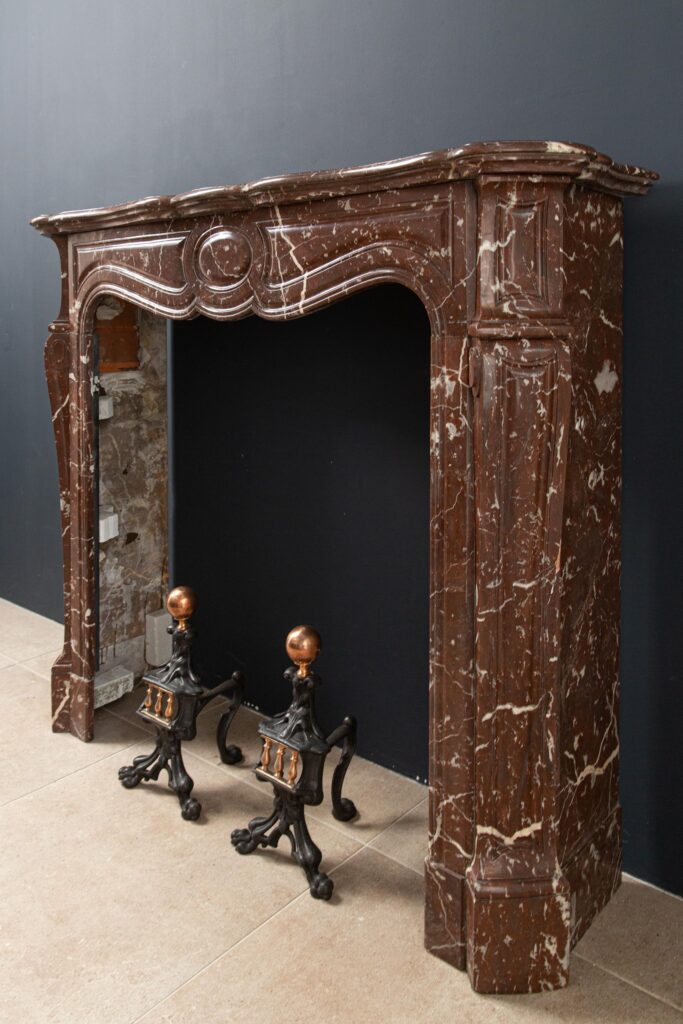 Red Marble Antique Pompadour Front Fireplace