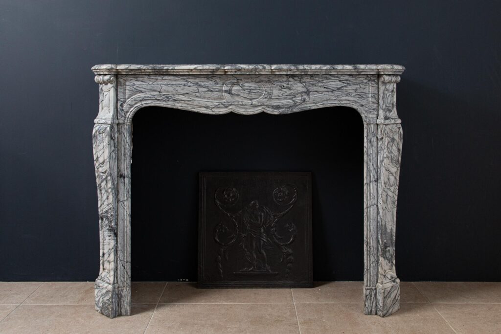 Gray Marble Antique Pompadour Front Fireplace