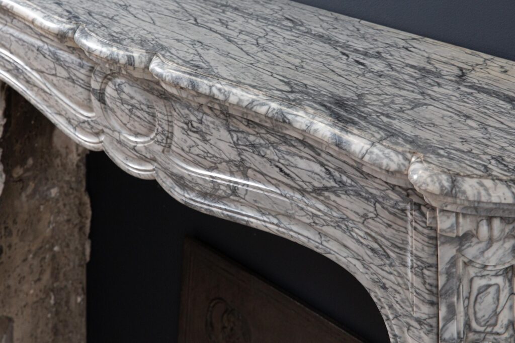 Gray Marble Antique Pompadour Front Fireplace
