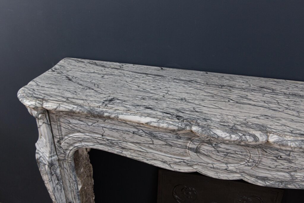 Gray Marble Antique Pompadour Front Fireplace