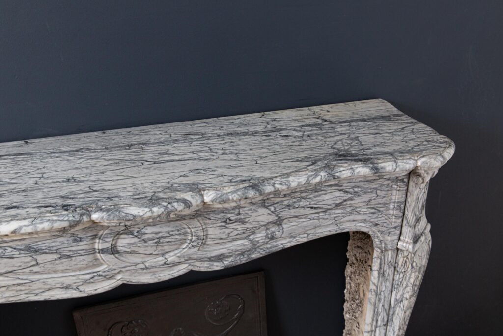 Gray Marble Antique Pompadour Front Fireplace