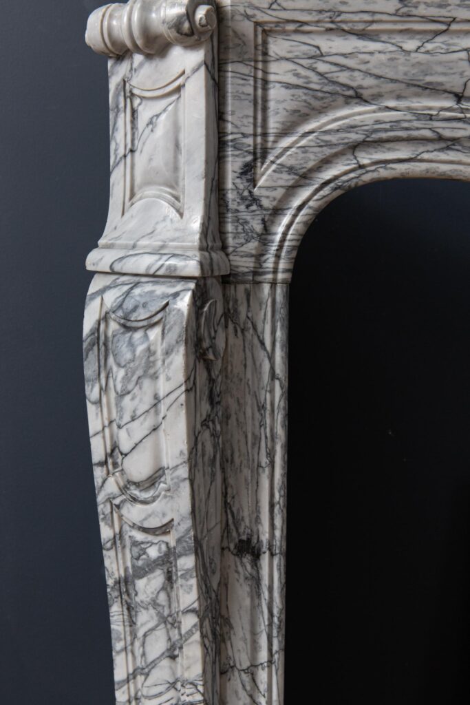 Gray Marble Antique Pompadour Front Fireplace