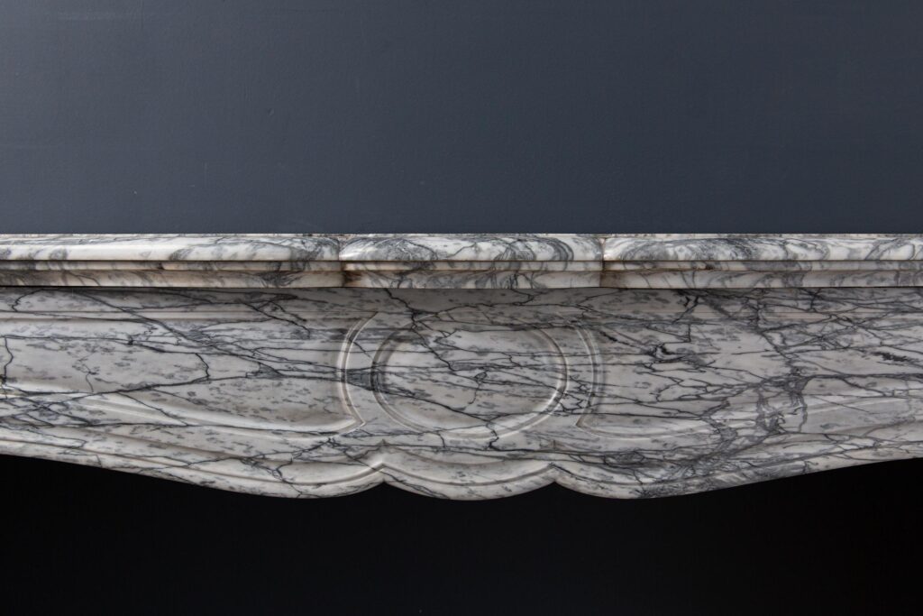 Gray Marble Antique Pompadour Front Fireplace