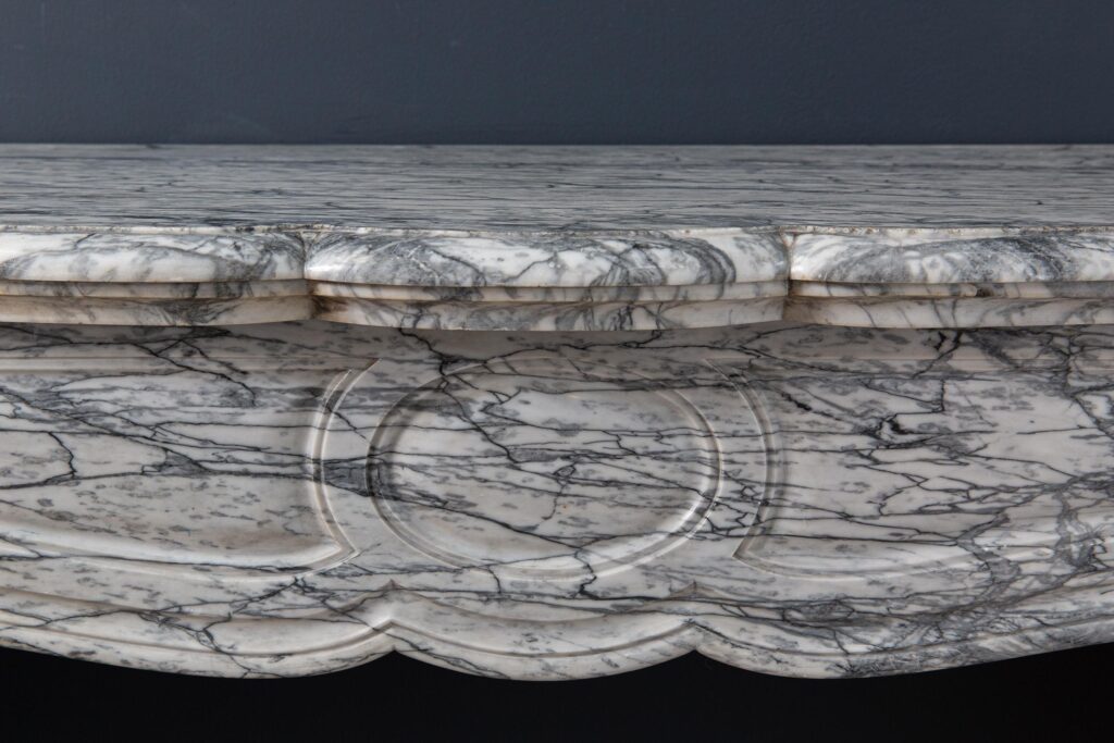 Gray Marble Antique Pompadour Front Fireplace