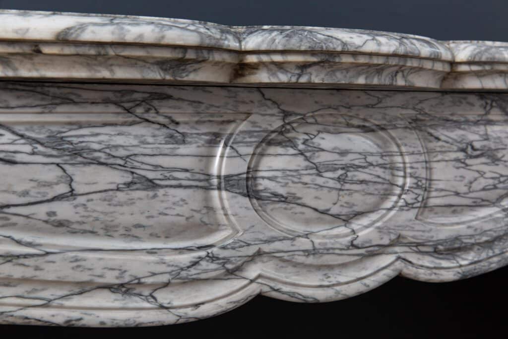 Gray Marble Antique Pompadour Front Fireplace