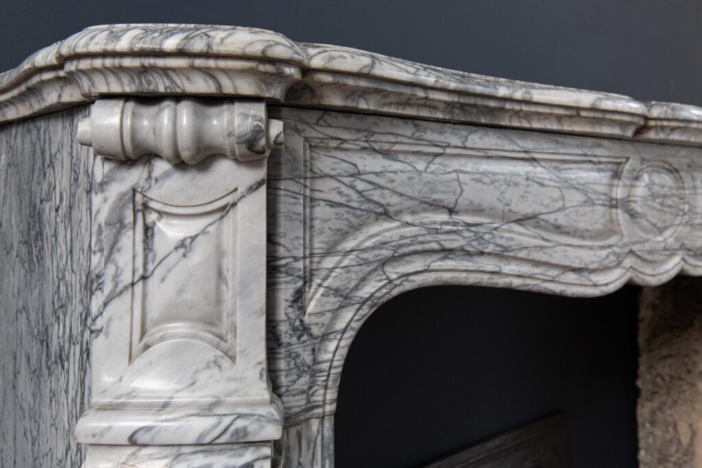 Gray Marble Antique Pompadour Front Fireplace