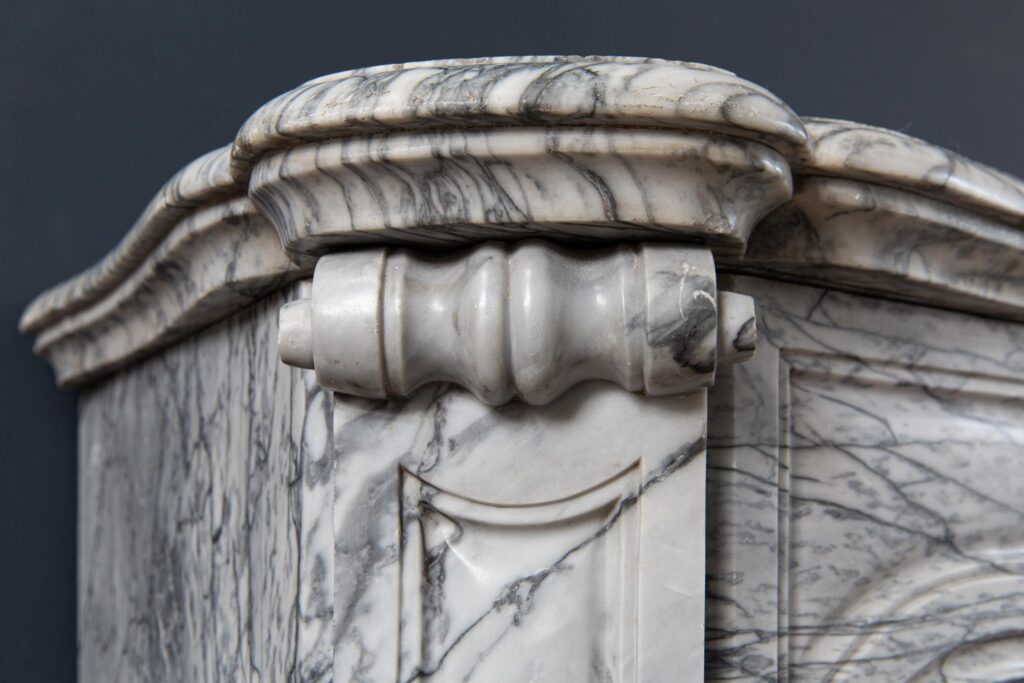 Gray Marble Antique Pompadour Front Fireplace