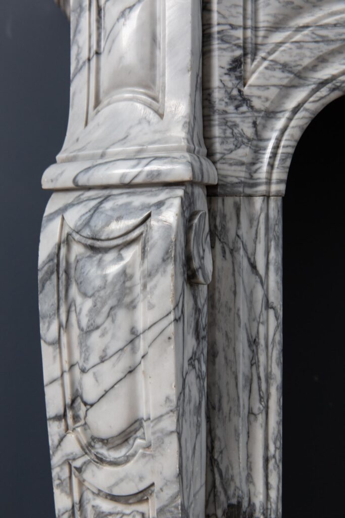 Gray Marble Antique Pompadour Front Fireplace