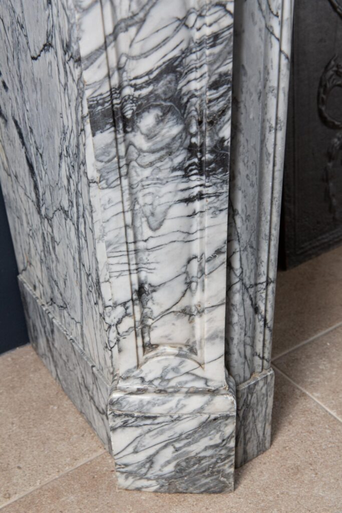 Gray Marble Antique Pompadour Front Fireplace