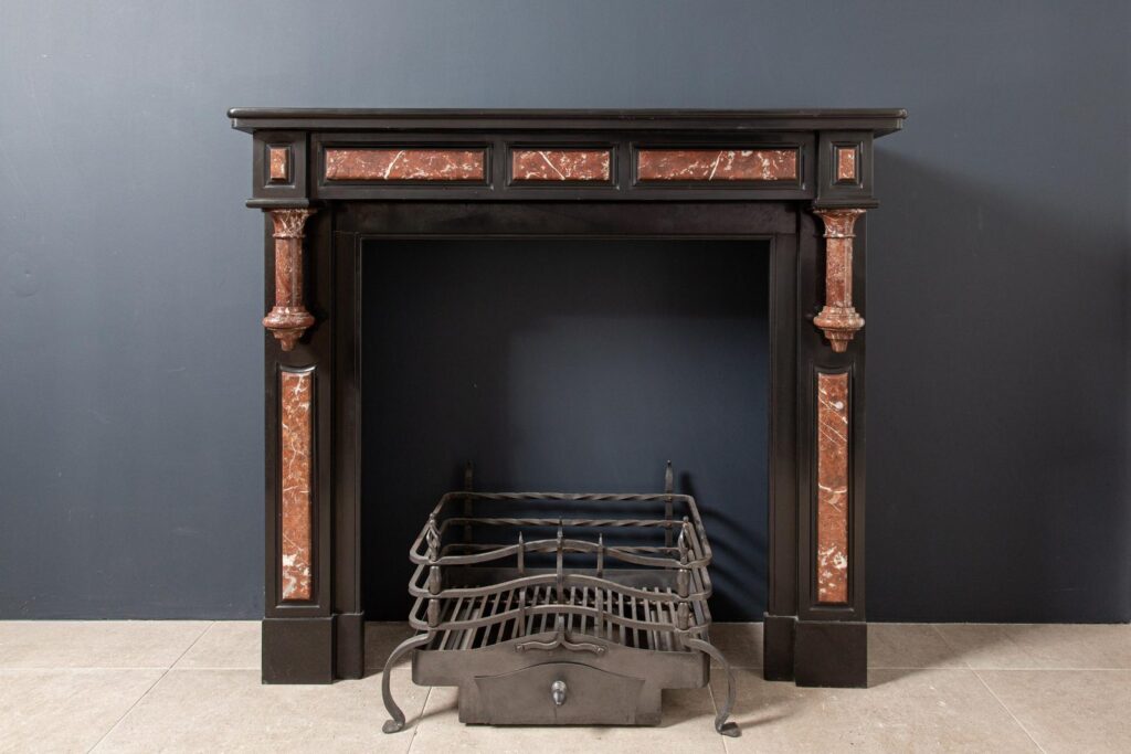 Antique Red and Black Marble Fireplace Surround