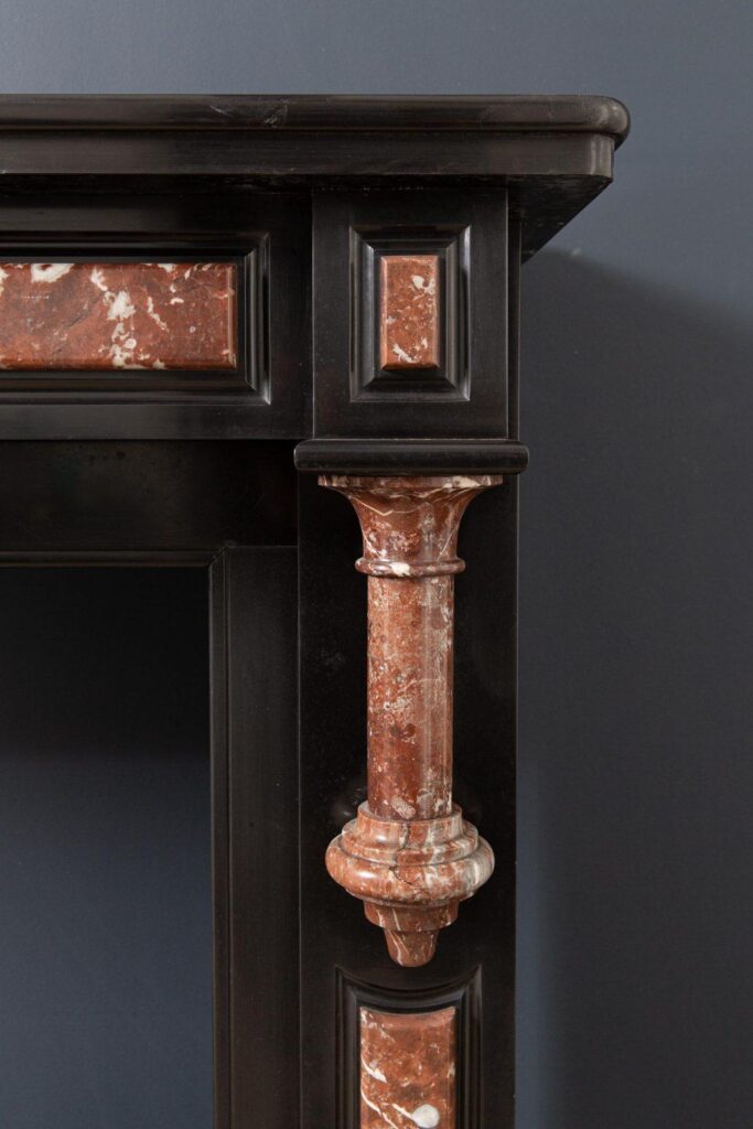 Antique Red and Black Marble Fireplace Surround