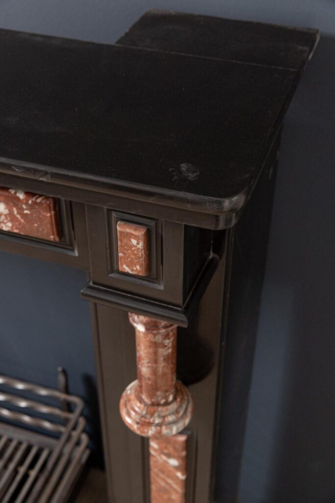 Antique Red and Black Marble Fireplace Surround