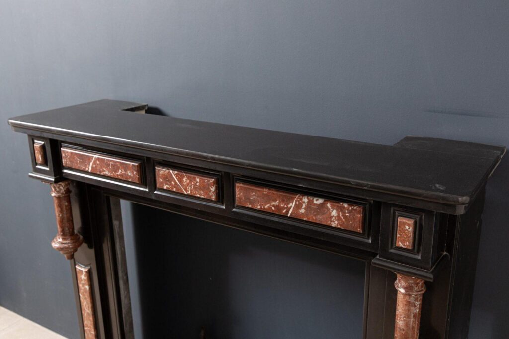 Antique Red and Black Marble Fireplace Surround