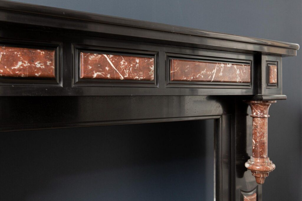 Antique Red and Black Marble Fireplace Surround