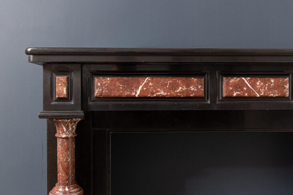 Antique Red and Black Marble Fireplace Surround