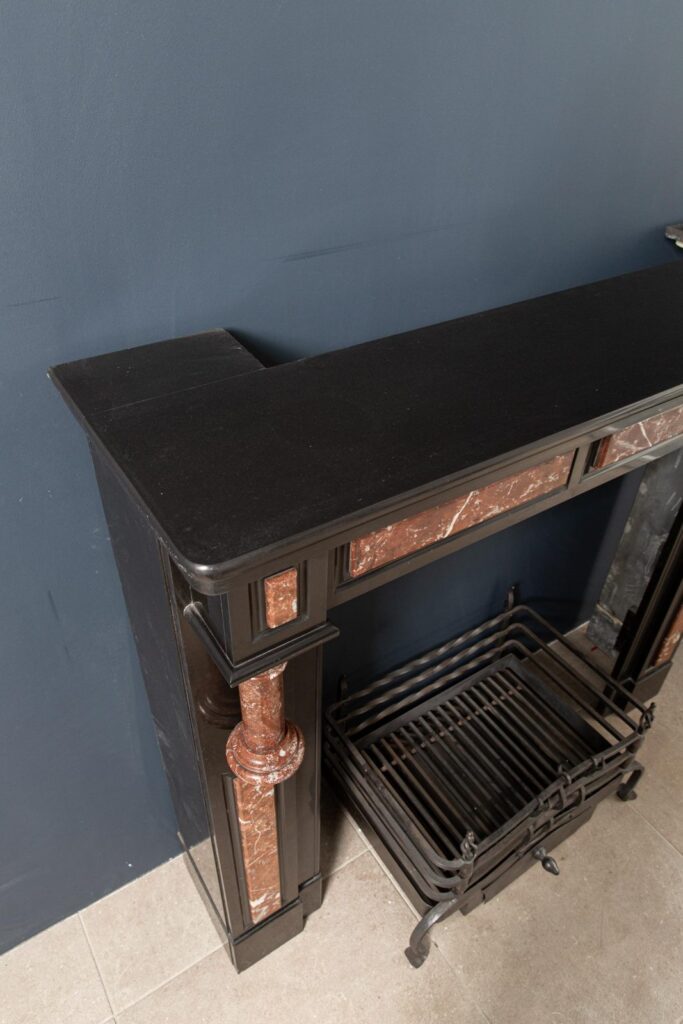 Antique Red and Black Marble Fireplace Surround
