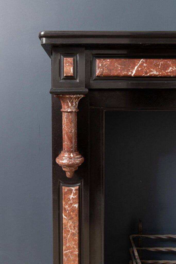 Antique Red and Black Marble Fireplace Surround