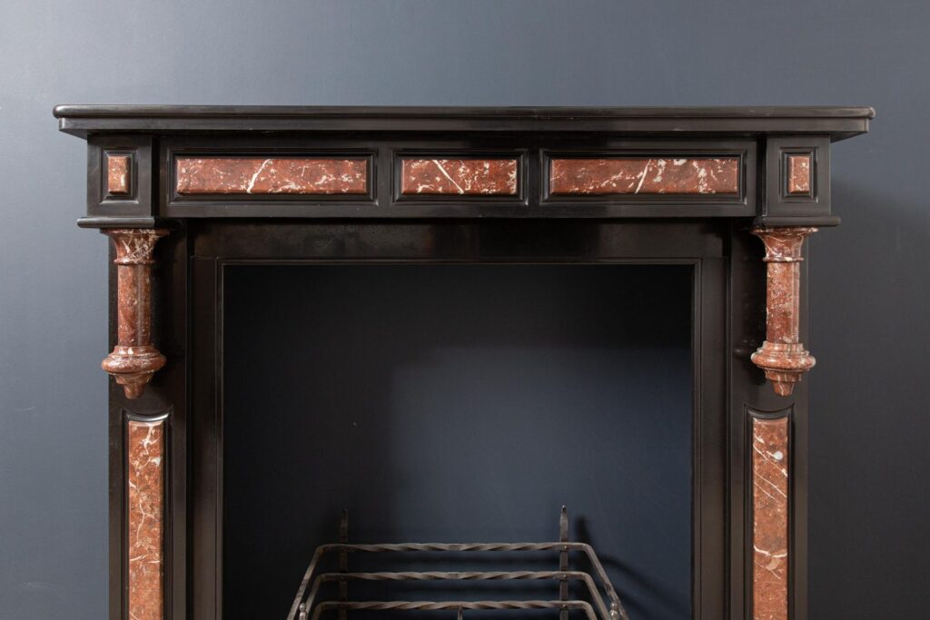 Antique Red and Black Marble Fireplace Surround