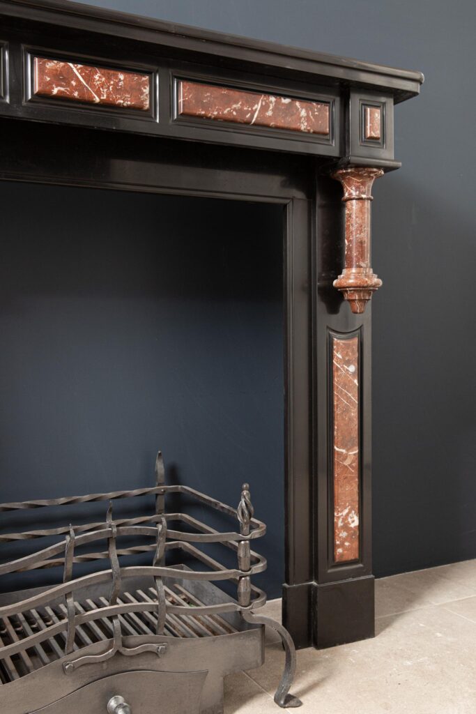 Antique Red and Black Marble Fireplace Surround