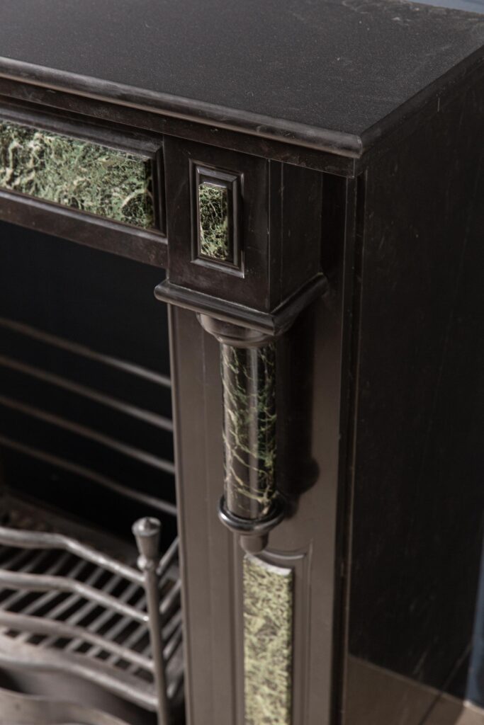 Antique Green and Black Marble Circulation Fireplace