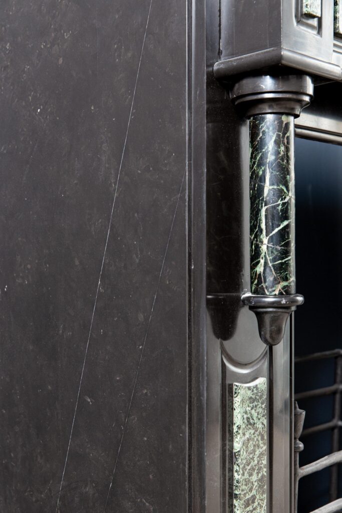 Antique Green and Black Marble Circulation Fireplace