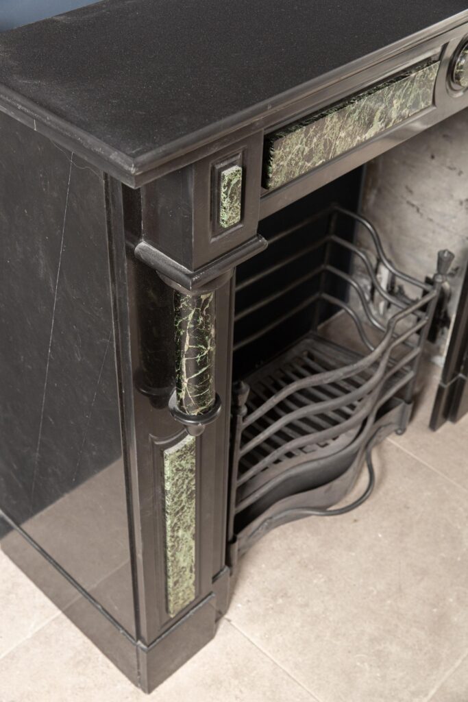 Antique Green and Black Marble Circulation Fireplace
