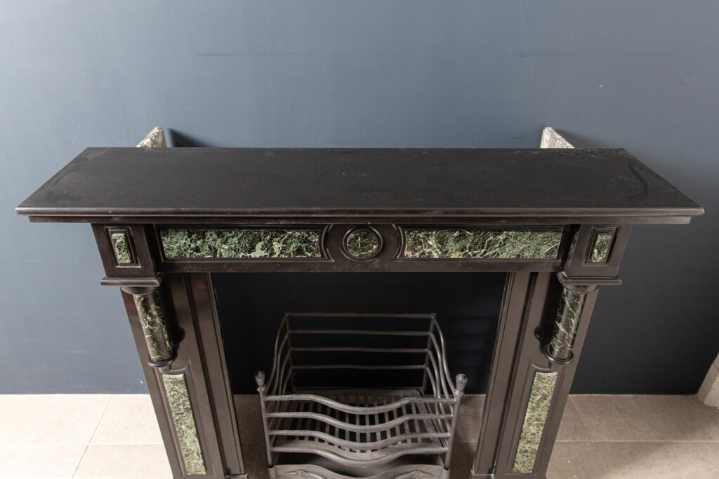 Antique Green and Black Marble Circulation Fireplace